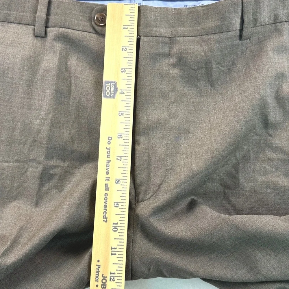 Peter Millar Mens 40R x 29.5 Brown Wool Spandex Blend Flat Front Dress Pants